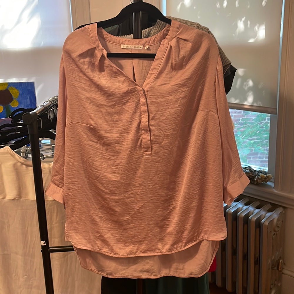 Violet + Claire breezy loose pink blouse 1x